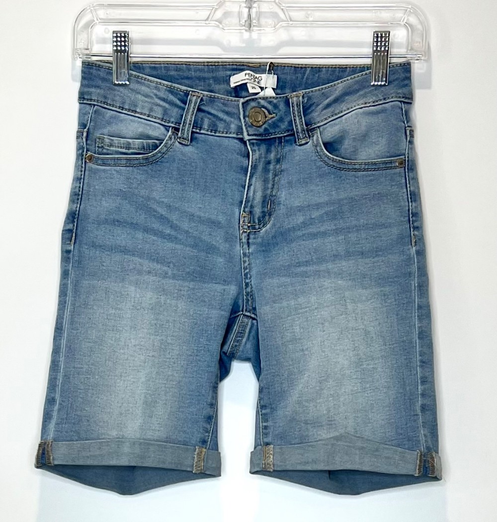 Short Pentagone (XS) jeans bleu pâle