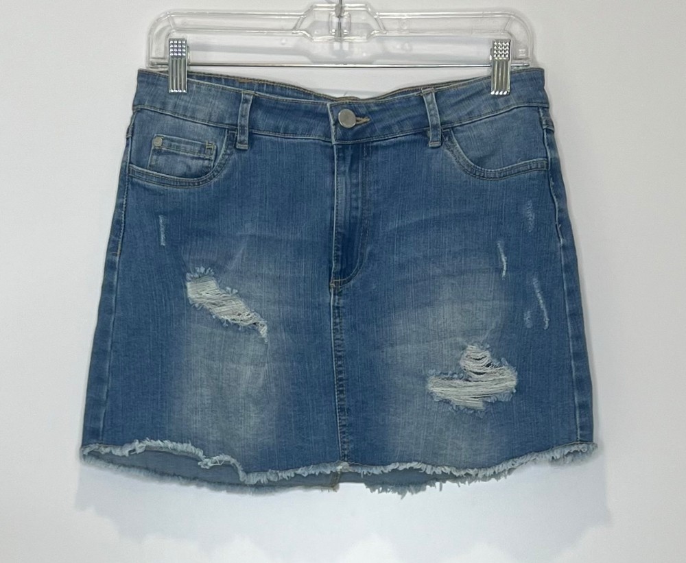 Jupe Defrost (S) jeans bleu trouée