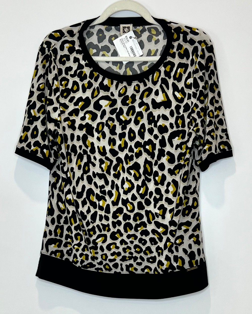 Tshirt Anne Klein (M) léopard jaune et noir