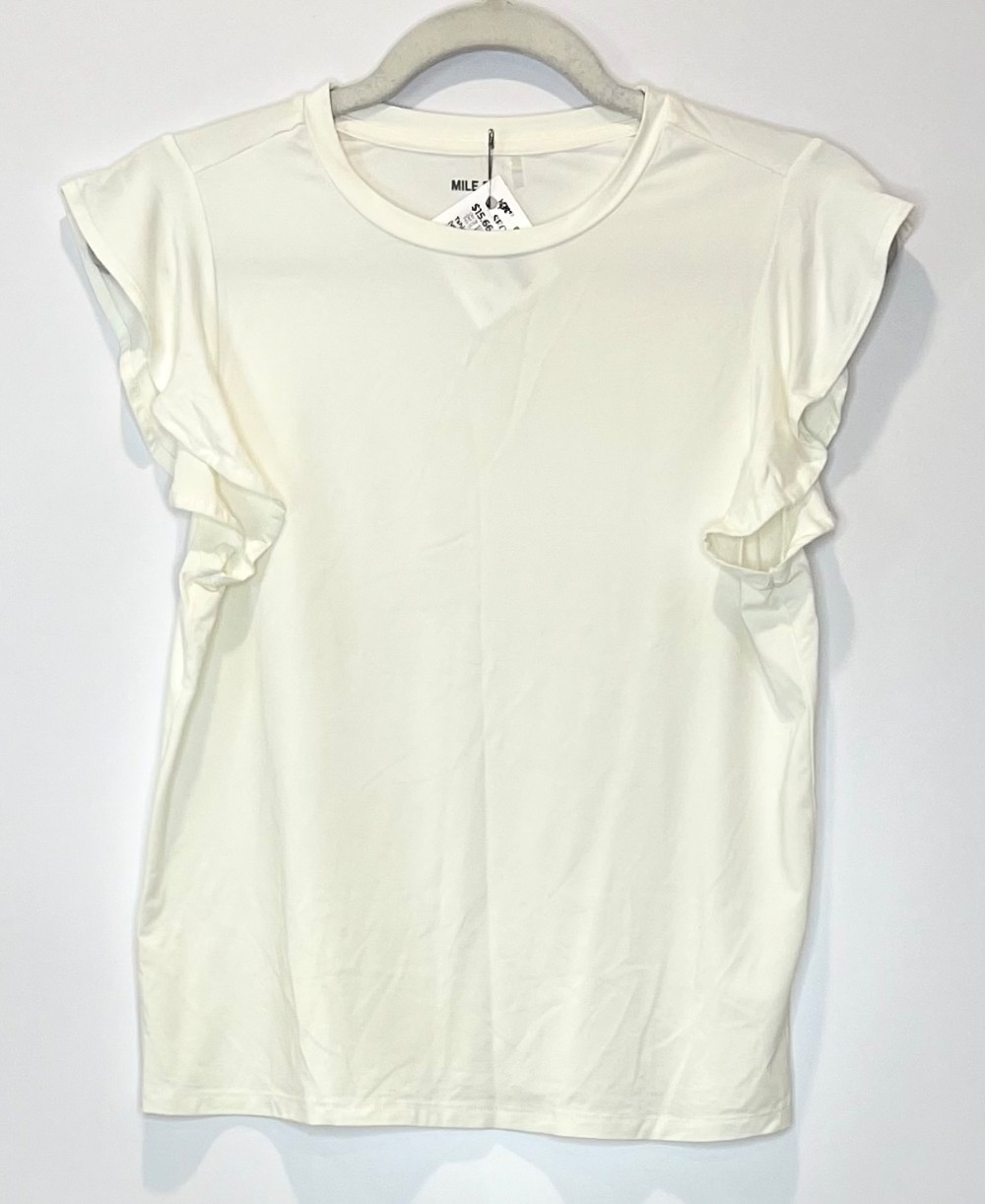 Tshirt Mile End (XS) ivoire (volants aux épaules)