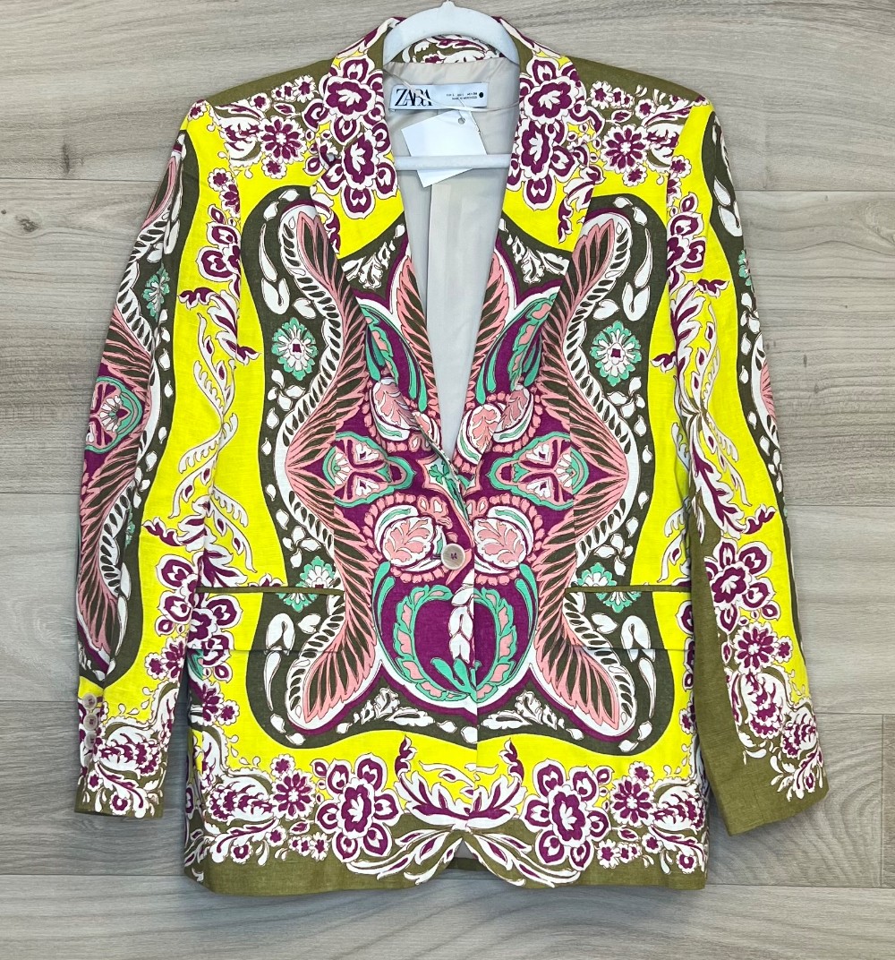 Veston Zara (L) jaune vert et rose