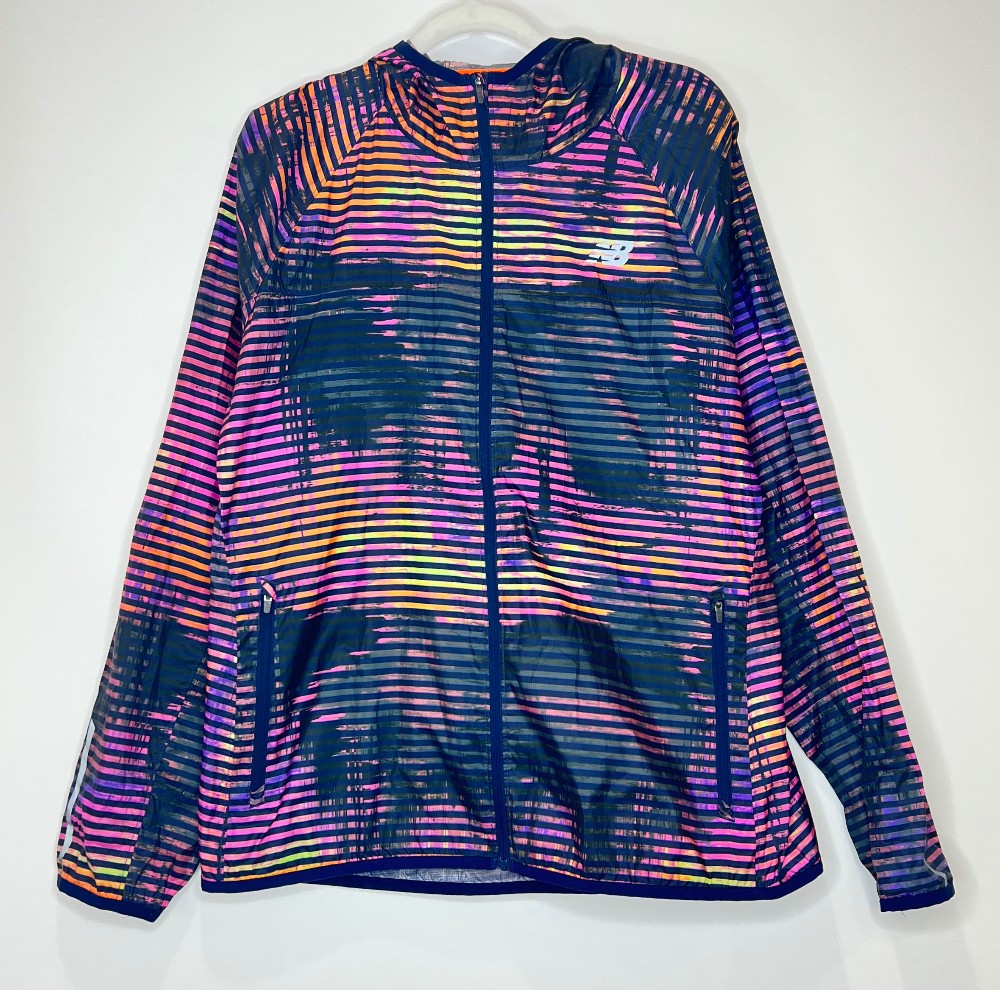 Manteau New Balance (M) Bleu Raye Rose Orange