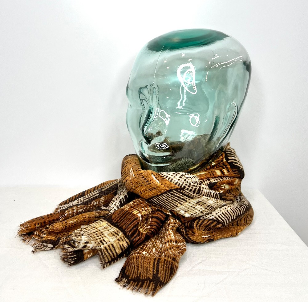 Foulard Sans Marque brun beige or