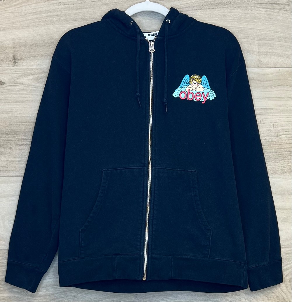 H Chandail Obey (S) Noir (Capuche Molleton)