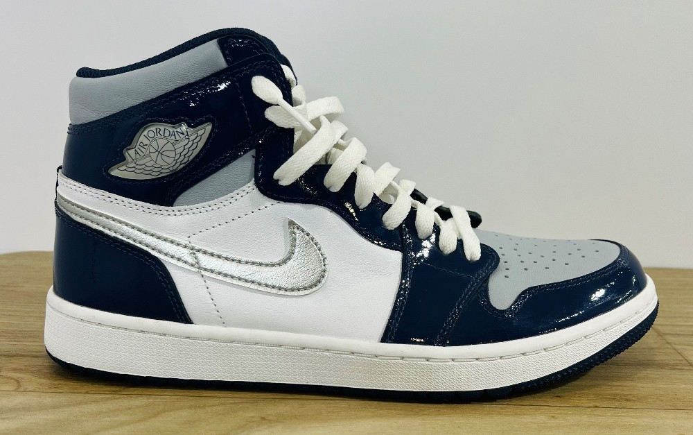 H Espadrilles Nike Air Jordan 1 High Golf (9.5) bleu et blanc