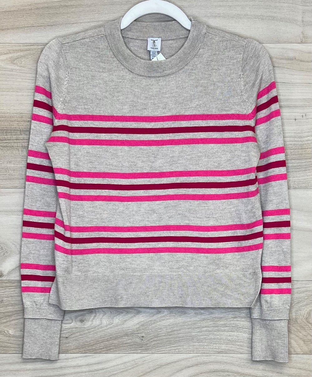 Chandail Tristan (S) Brun rayé rose