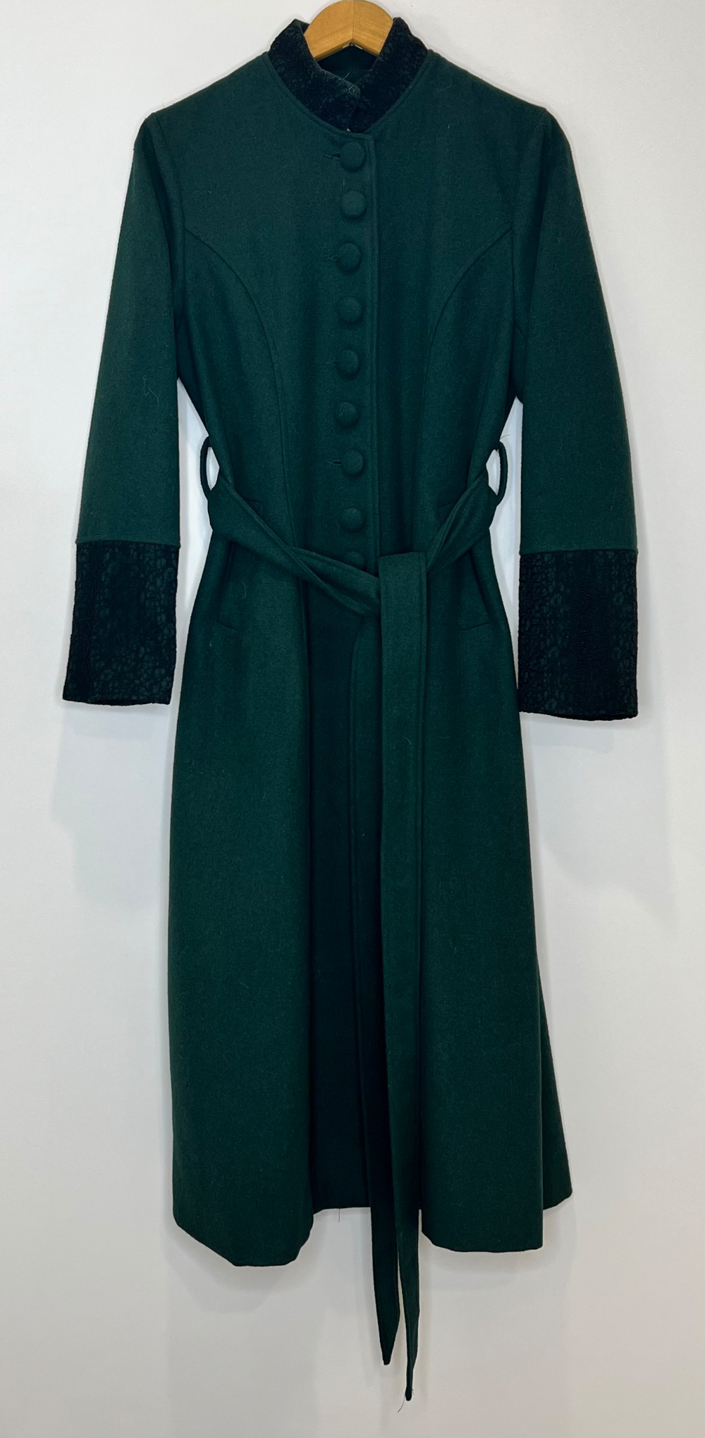 Manteau RUIYIZE (S) vert forêt avec dentelle noir