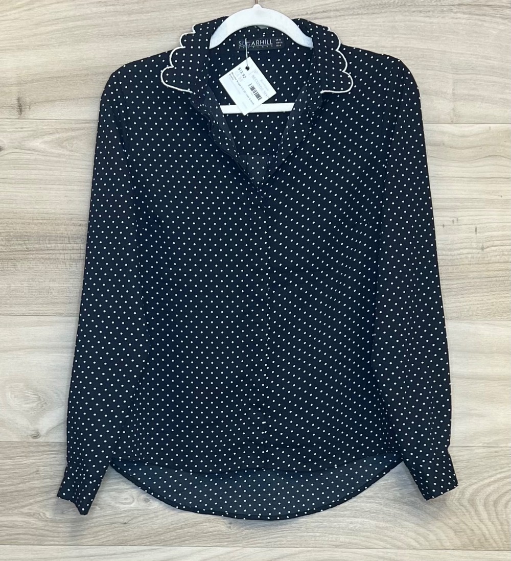 Blouse Sugarhill (S) noir à pois blanc