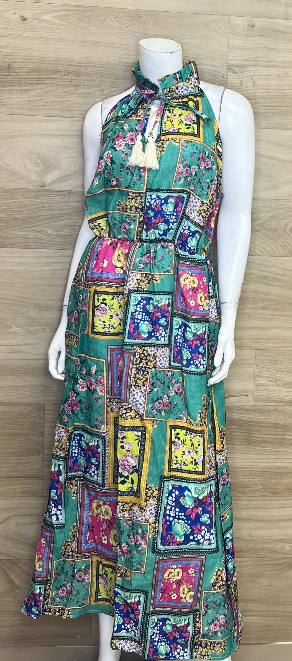 Robe Le Ragazze (L) Turquoise, Rose et Jaune (lin)