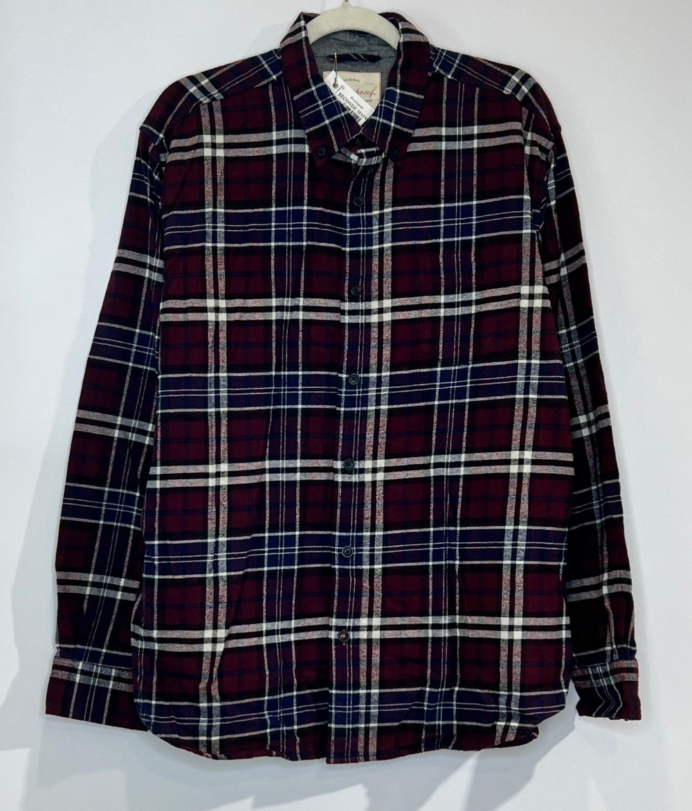 H Chemise Weatherproof (L) carreaux prune et bleu marin