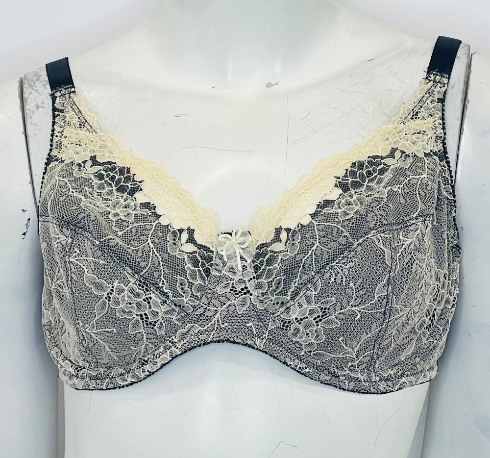 Soutien-Gorge Wonderbra (38/C) Noir avec Dentelle Blanche