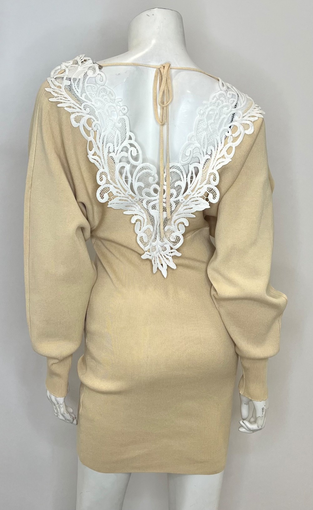 Robe Collection By Cezele (S) Beige (Col Dentelle )