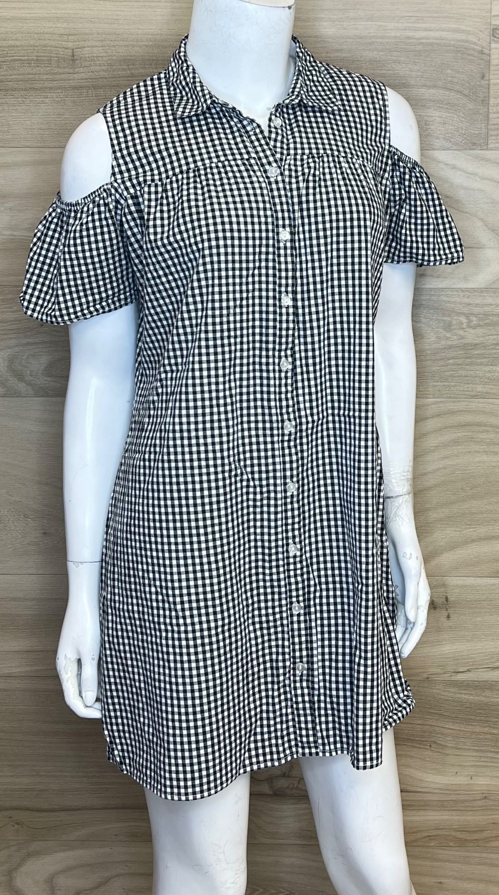 Robe Be You Ti Ful (M) Blanc Carreau Noir (Epaule Degagee)