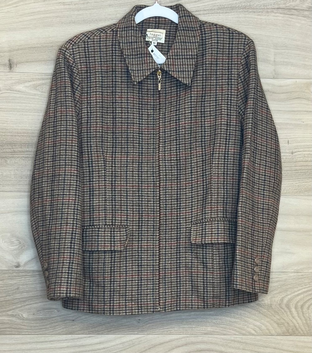 Veston Haggar (M) brun pied de poule (vintage)