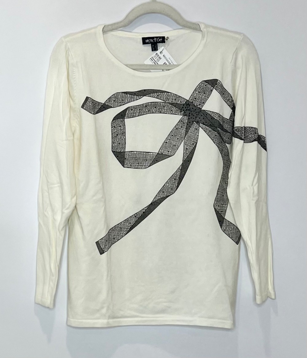 Chandail MARBLE (M) ivoire avec ruban noir