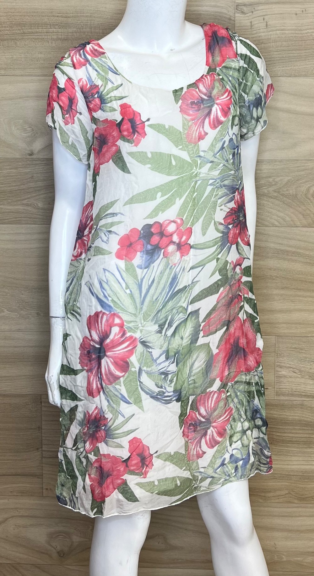 Robe Elena Baldi (S) Blanche, Fleurie Rouge et Verte