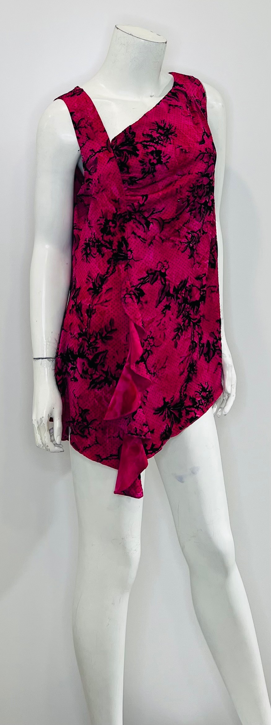 Camisole San Francisco (XL) Rose Motif Velour Noir