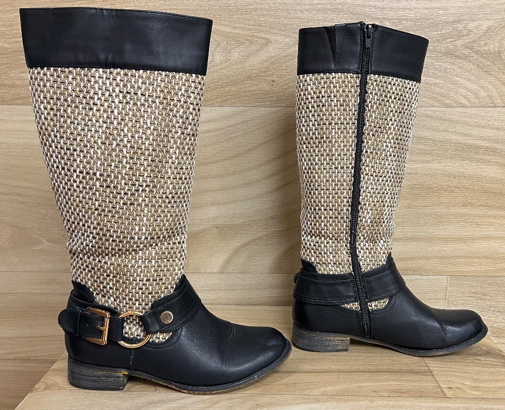 Bottes Miss Sweet (37/6.5-7) noir et beige