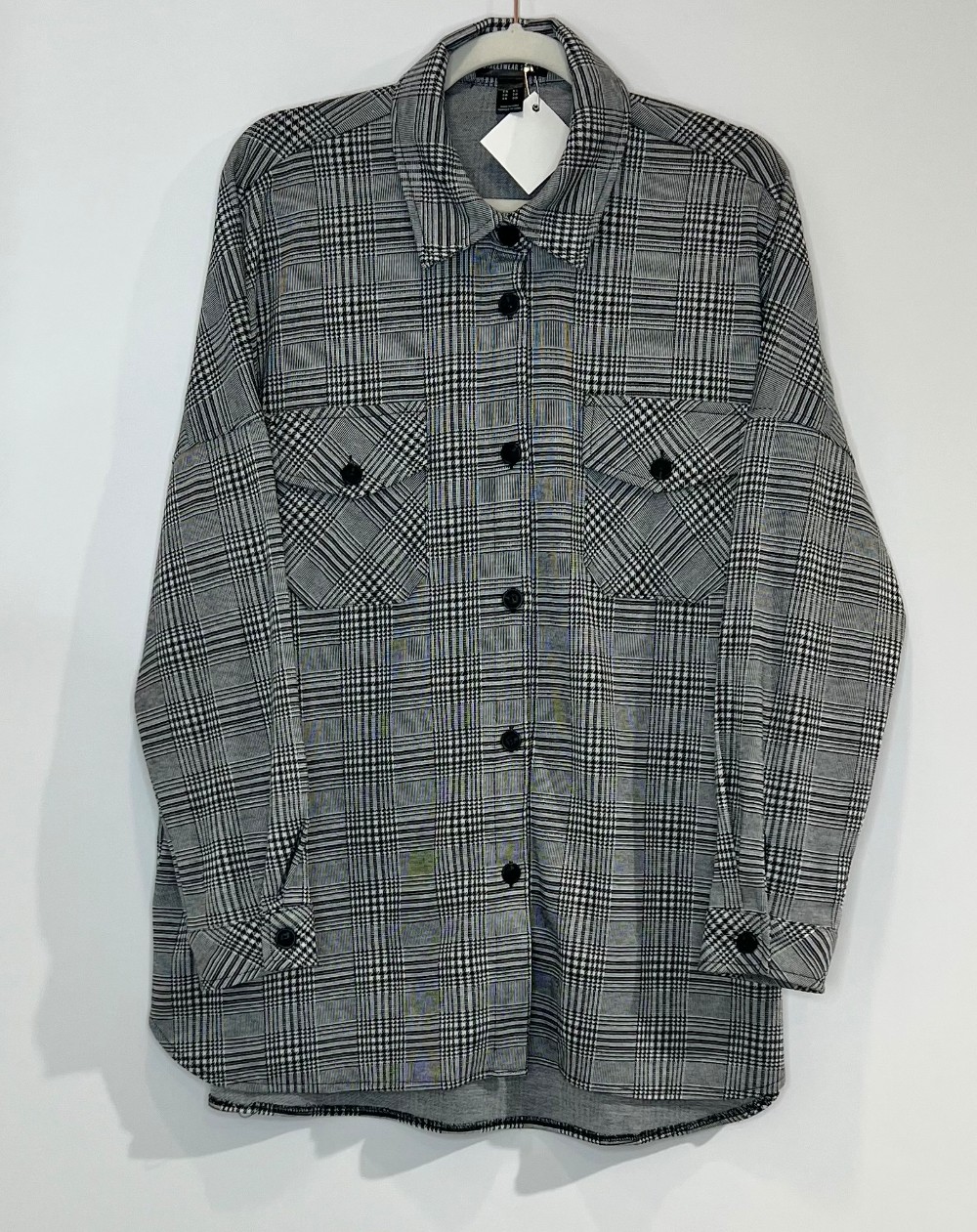 Blouse Streetwear Society (XL) pied de poule noir et gris
