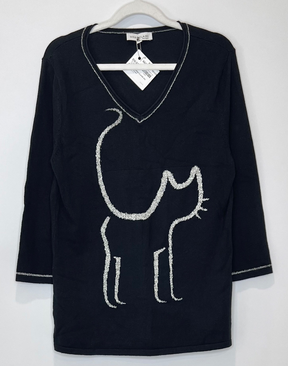 Chandail MARIE CLAIRE (M) noir avec CHAT