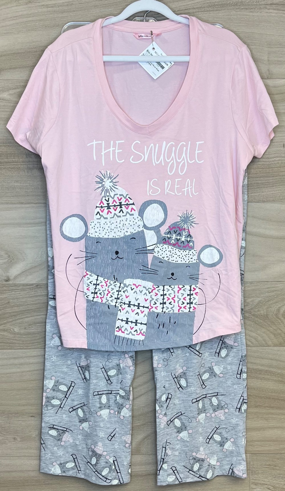 Pyjama (2mx) La Vie en Rose (M/L) rose et gris