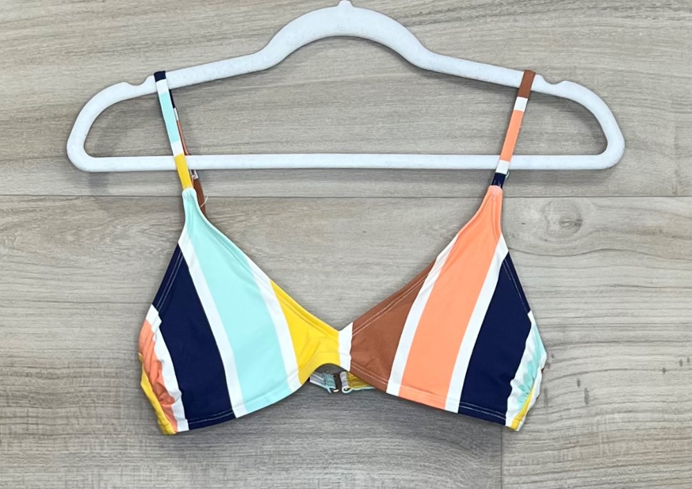 Haut Bikini Aquarose (M) Ivoire Raye Orange Vert