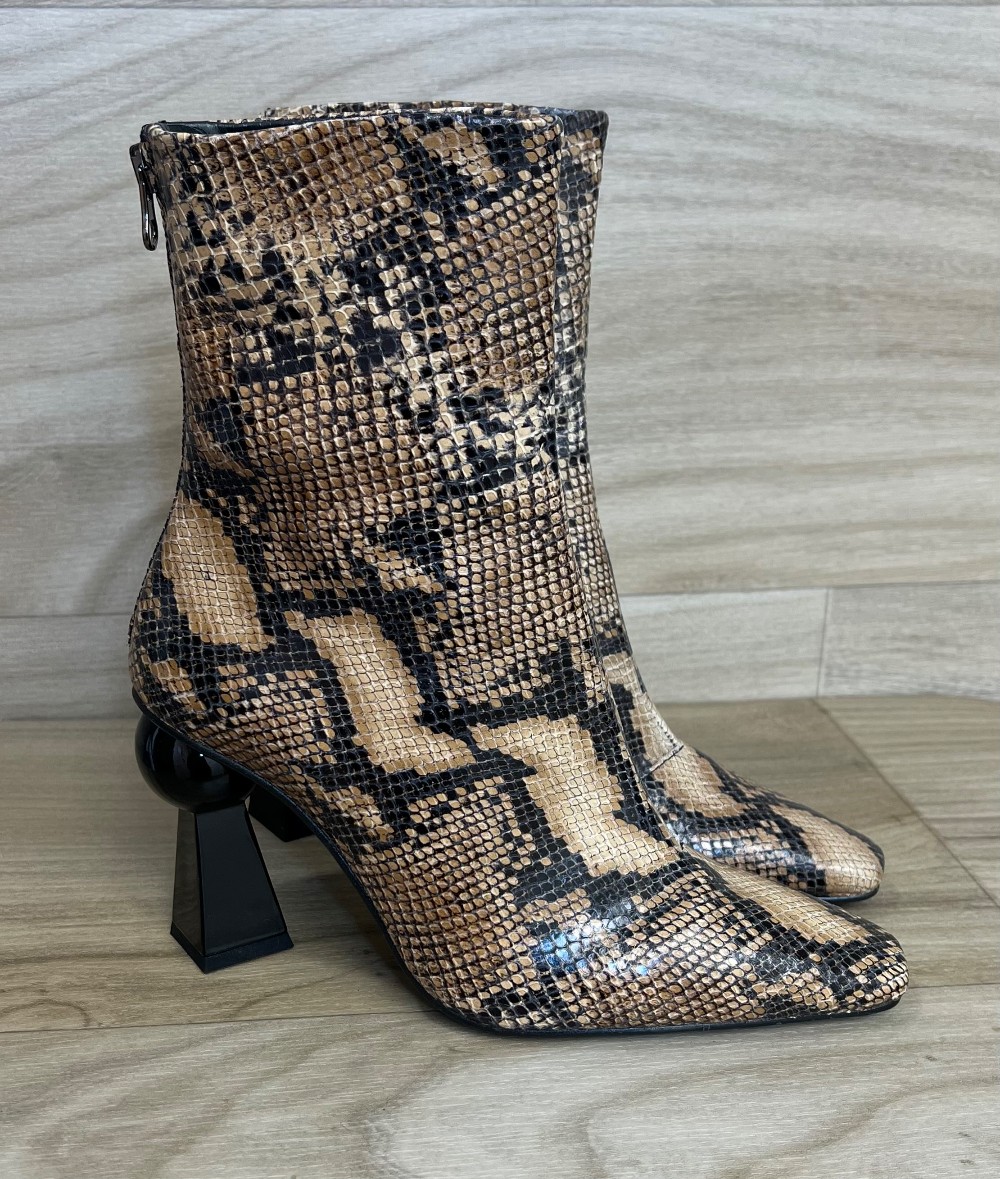 Bottes L'Intervalle (39/8.5) crocodile brun et noir