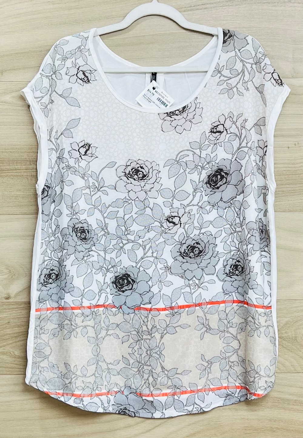 Tshirt Edista (2X) ivoire avec fleurs beiges