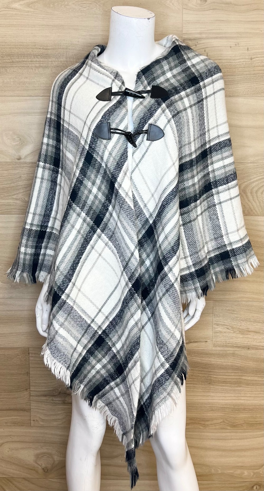 Châle Marque Inconnue (TU) carreaux blanc et bleu