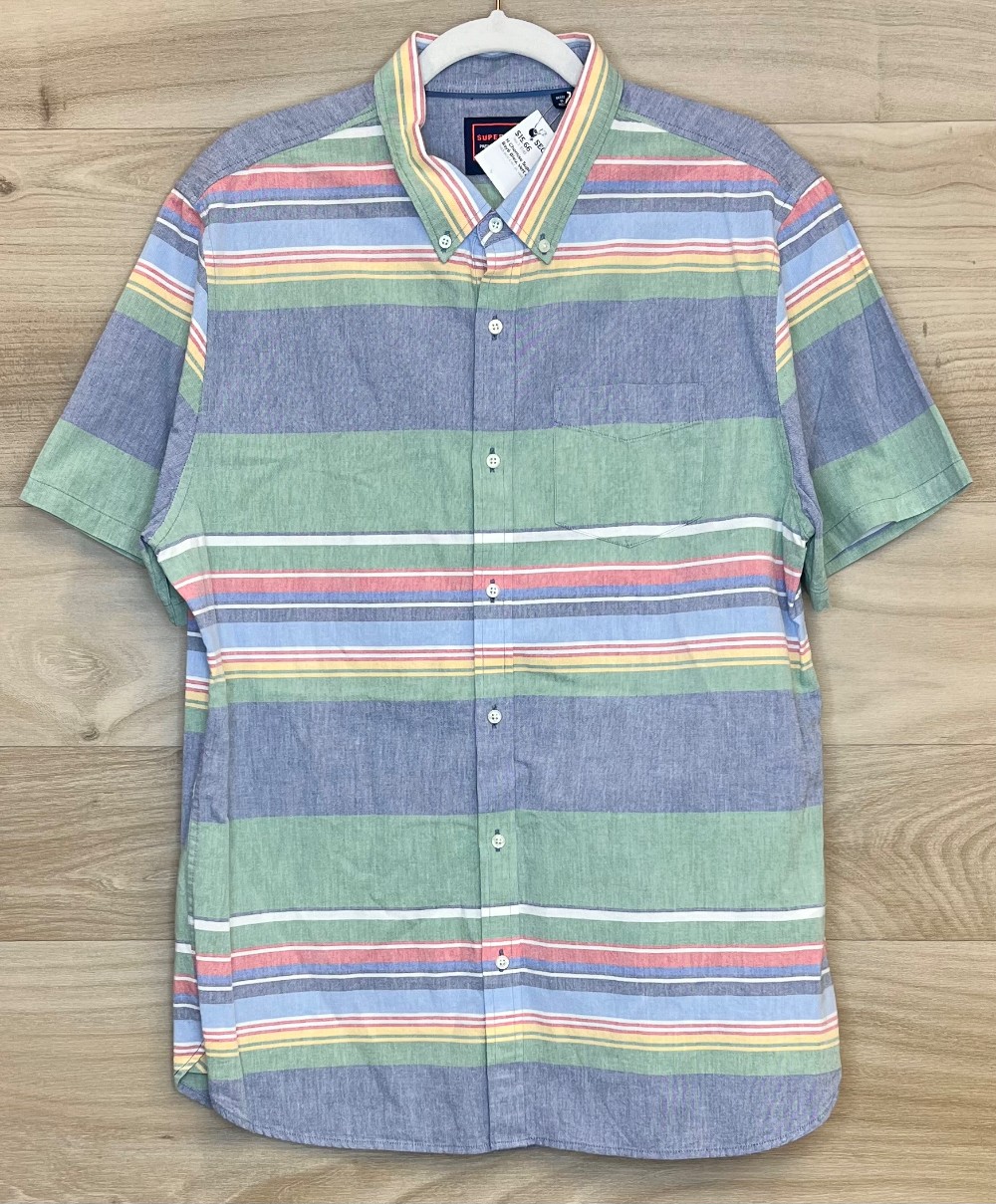 H Chemise Superdry (XXL) Rayé Bleu, Vert et Jaune