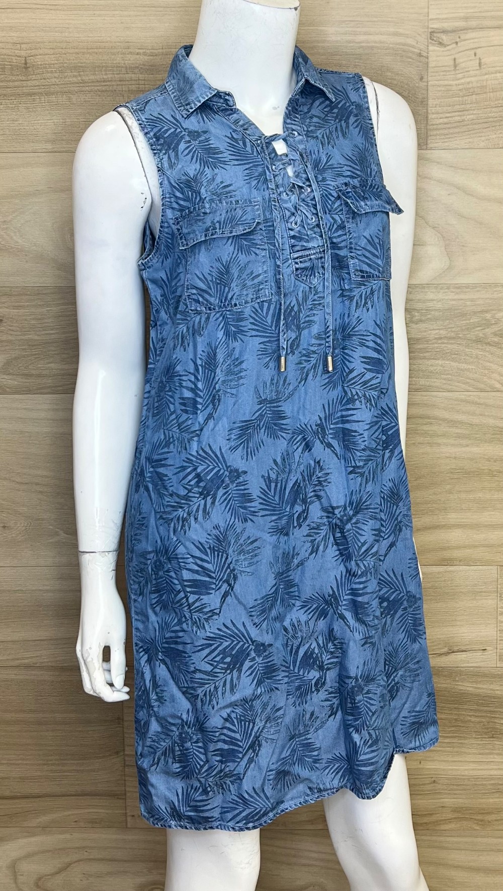 Robe Etiquette Coupee (S) Bleu Motif Floral