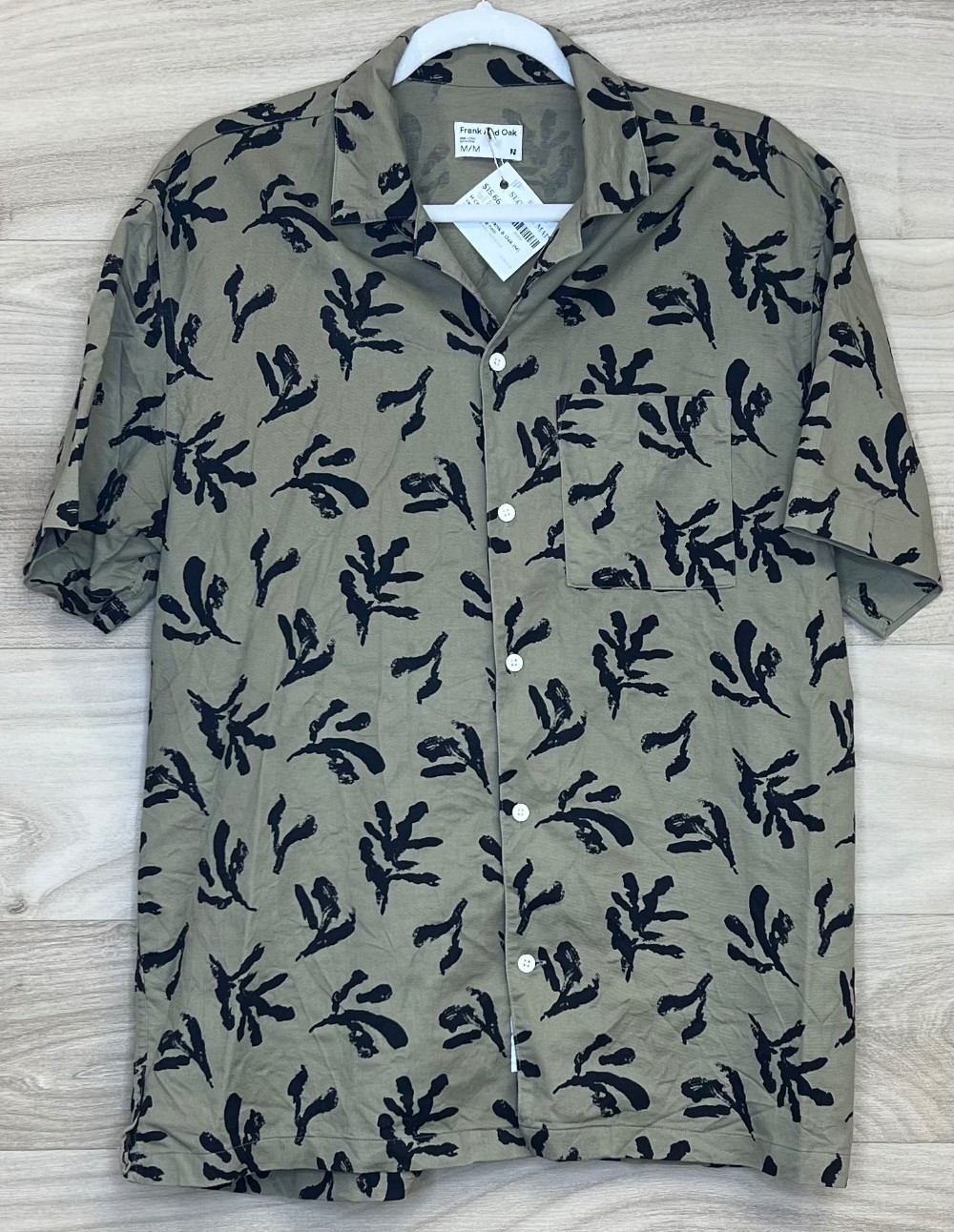 H Chemise Frank & Oak (M) vert tacheté noir