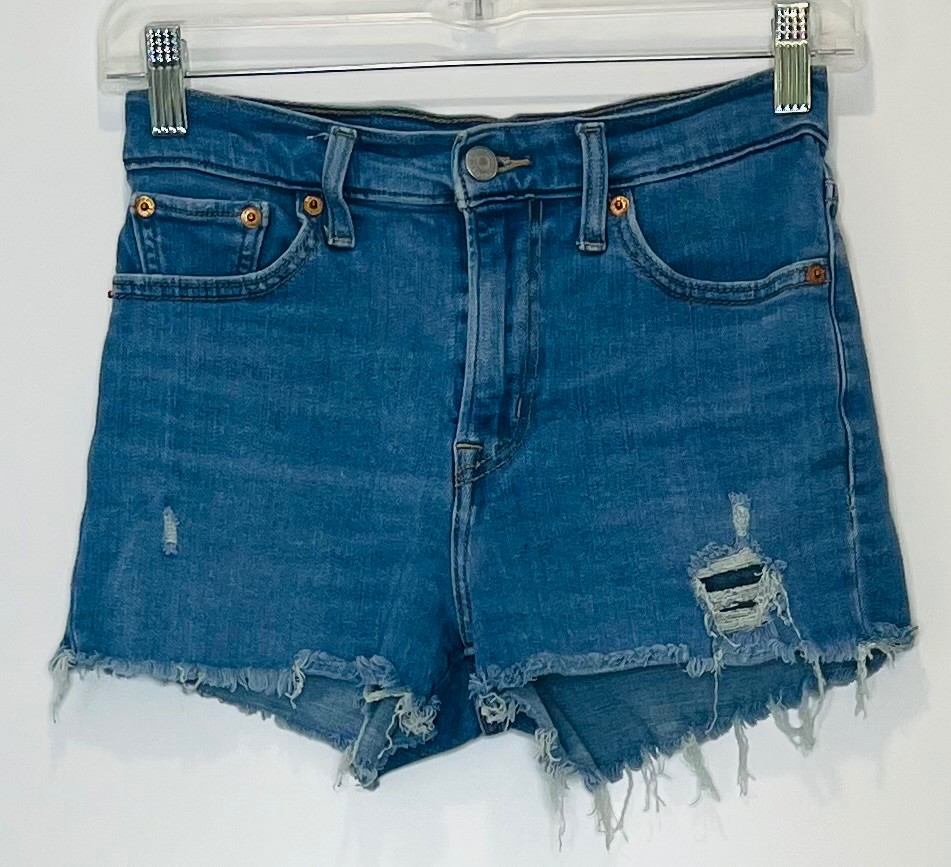 Short Levis (XXS/0) jeans bleu (effet déchiré)