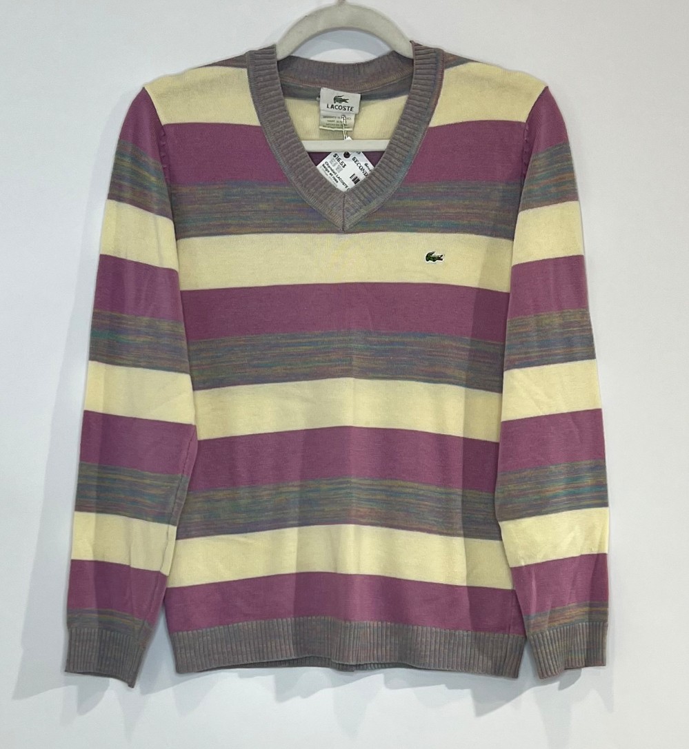 Chandail LACOSTE (M) rayé beige et rose