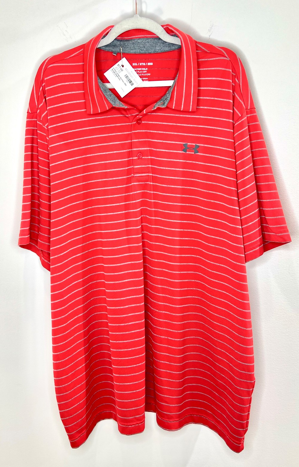 H Polo Under Armour (3X) Rouge Rayé Gris