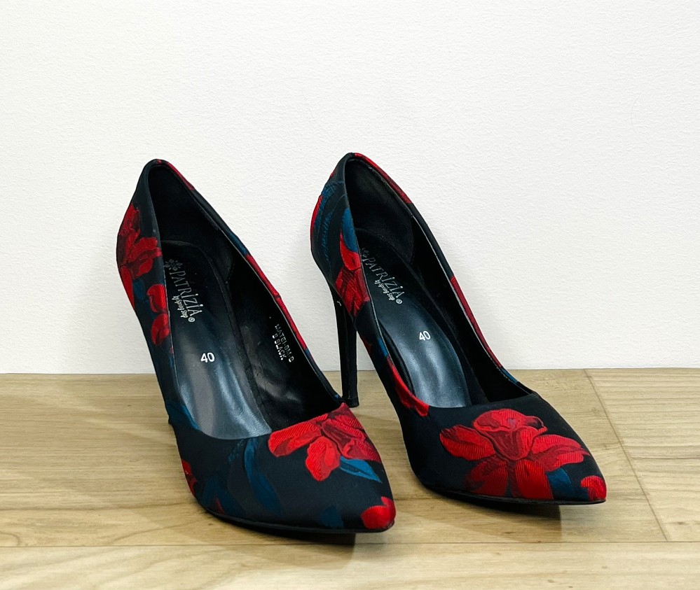 Escarpins Patrizia (9/40) Noir et Rouge Fleurie