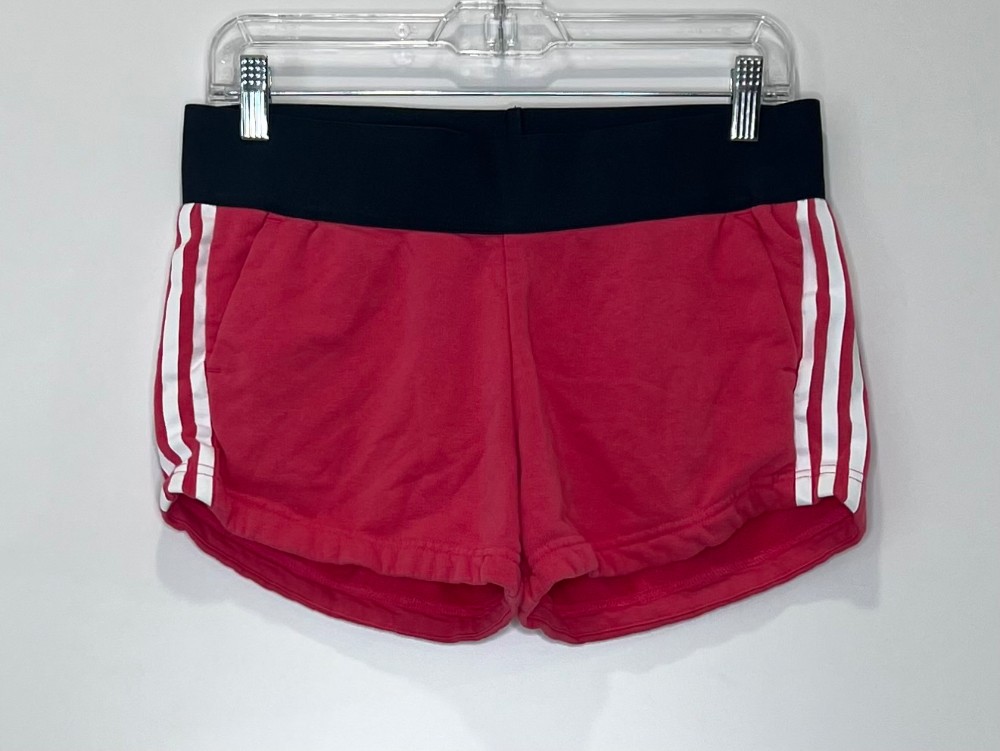 Short Adidas (S) rose avec lignes blanches (molleton)