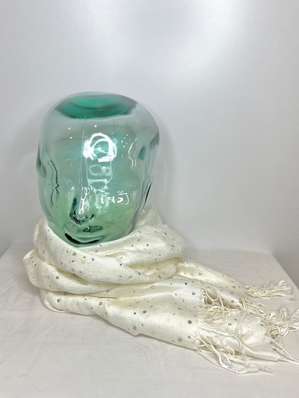 Foulard PASHMINA blanc avec brillants