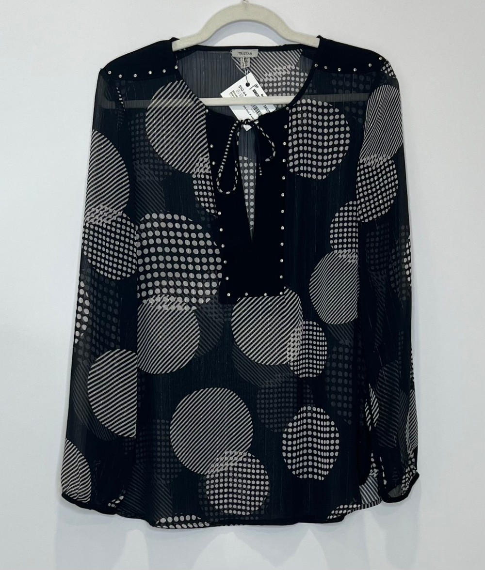 Blouse Tristan (M) Noir À Motif Blanc
