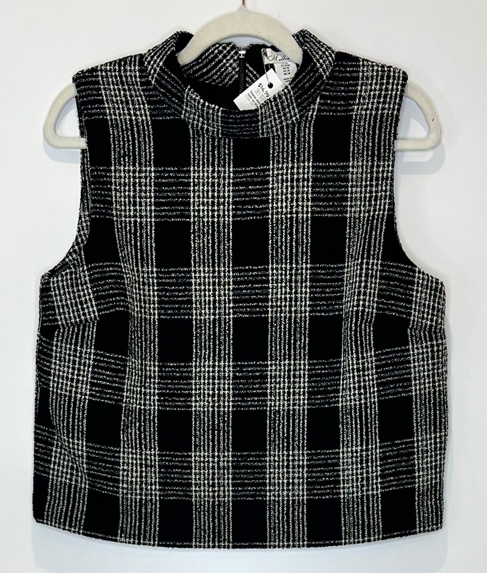 Veste MATTESON (M) tweed noir et blanc (col montant)
