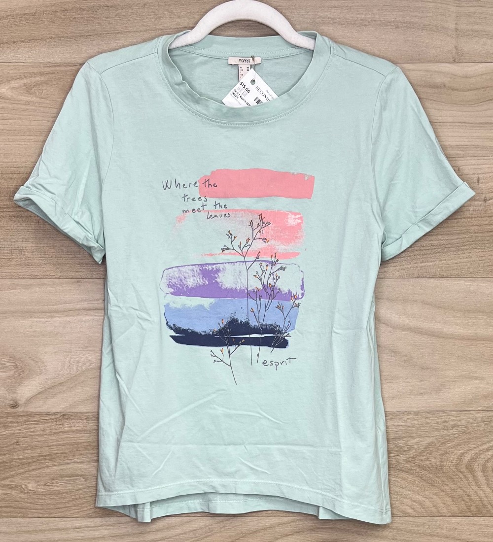Tshirt Esprit (XS) vert avec dessin