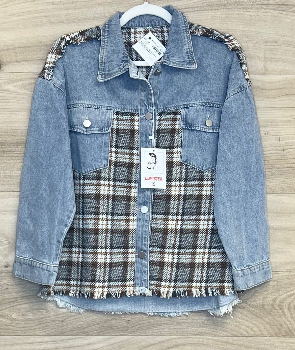 Veste Lumister (S) Jeans Bleu Et Motif Carotté Brun