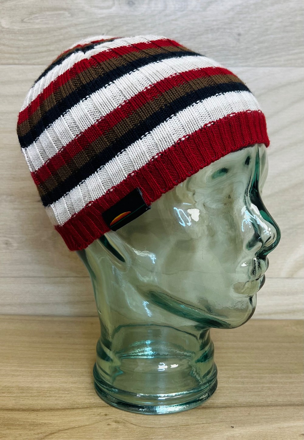 Tuque Chlorophylle Rouge, Blanche et Brune Rayé