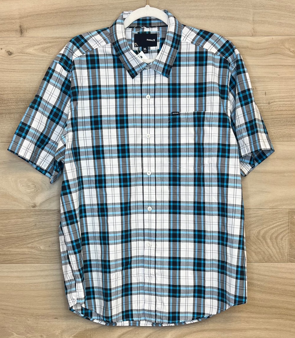 H Chemise Hurley (XL) Bleu, Noir et Blanc Carreaux
