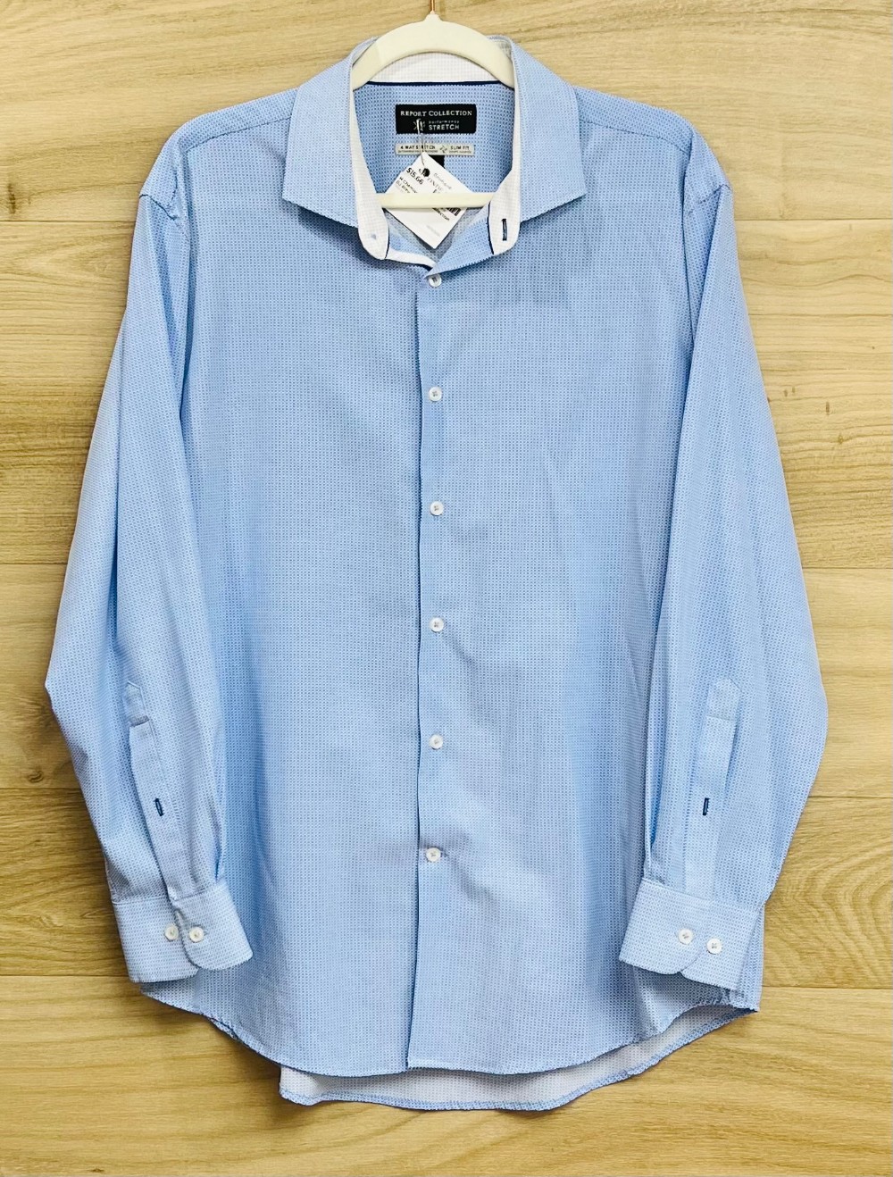 H Chemise Report Collection (L) Bleu et Blanc