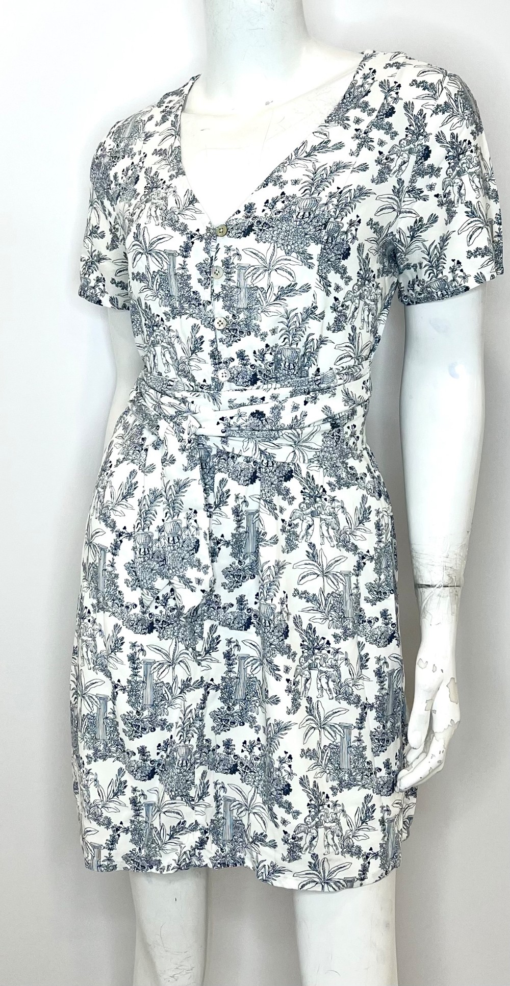 Robe Twik (M) blanche avec dessins bleus