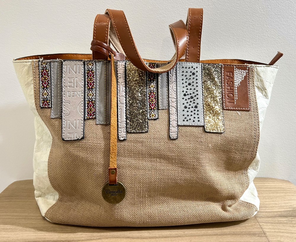Sac Vimoda Paris Brun, Blanc Ivoire et Argent