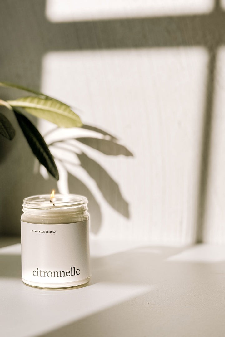 Chandelle de soya - Huile essentielle citronnelle (Intérieur et extérieur)