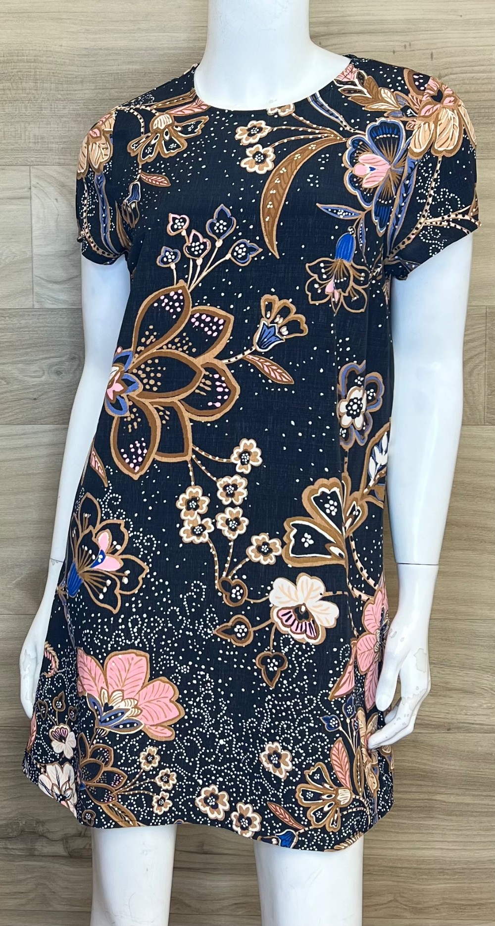 Robe Minkpink (XS) bleu avec fleurs brunes