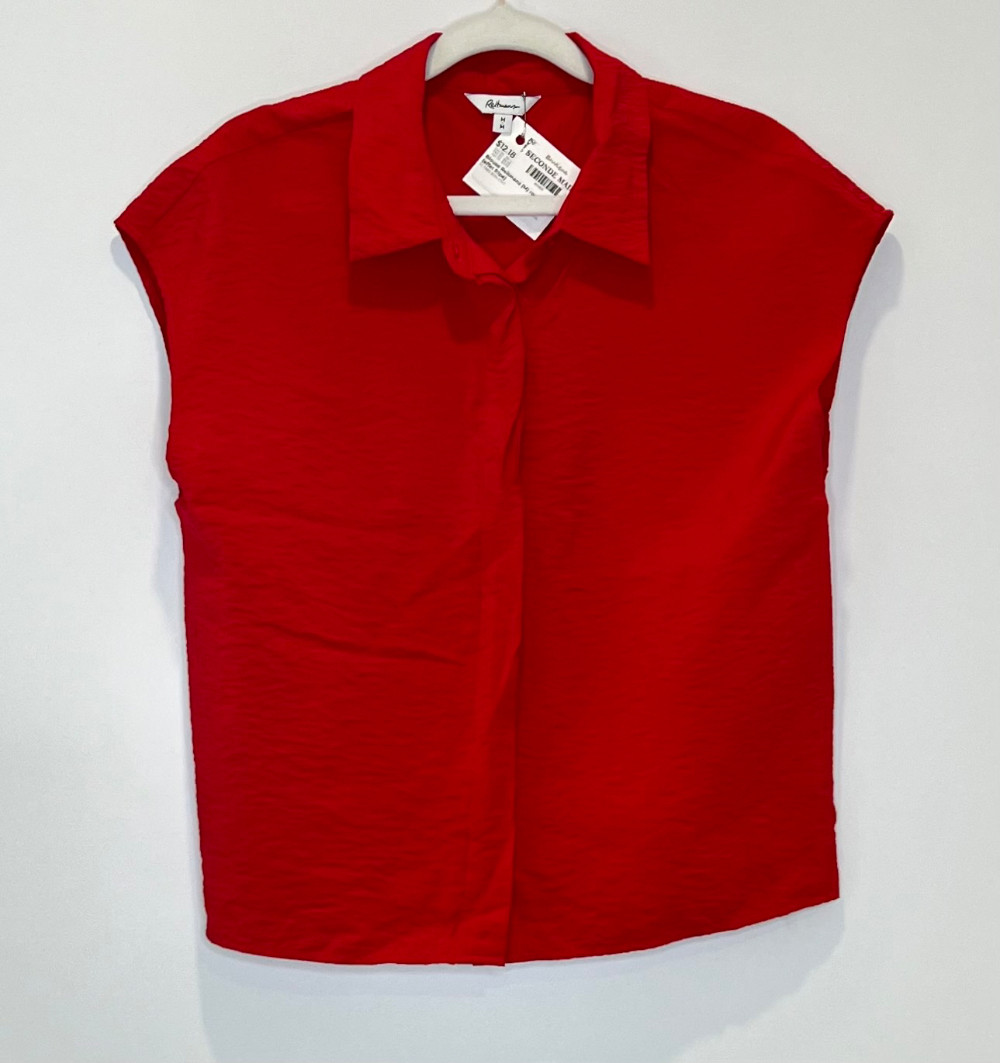 Blouse Reitmans (M) rouge (effet fripé)